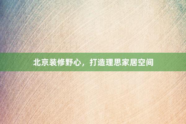 北京装修野心，打造理思家居空间